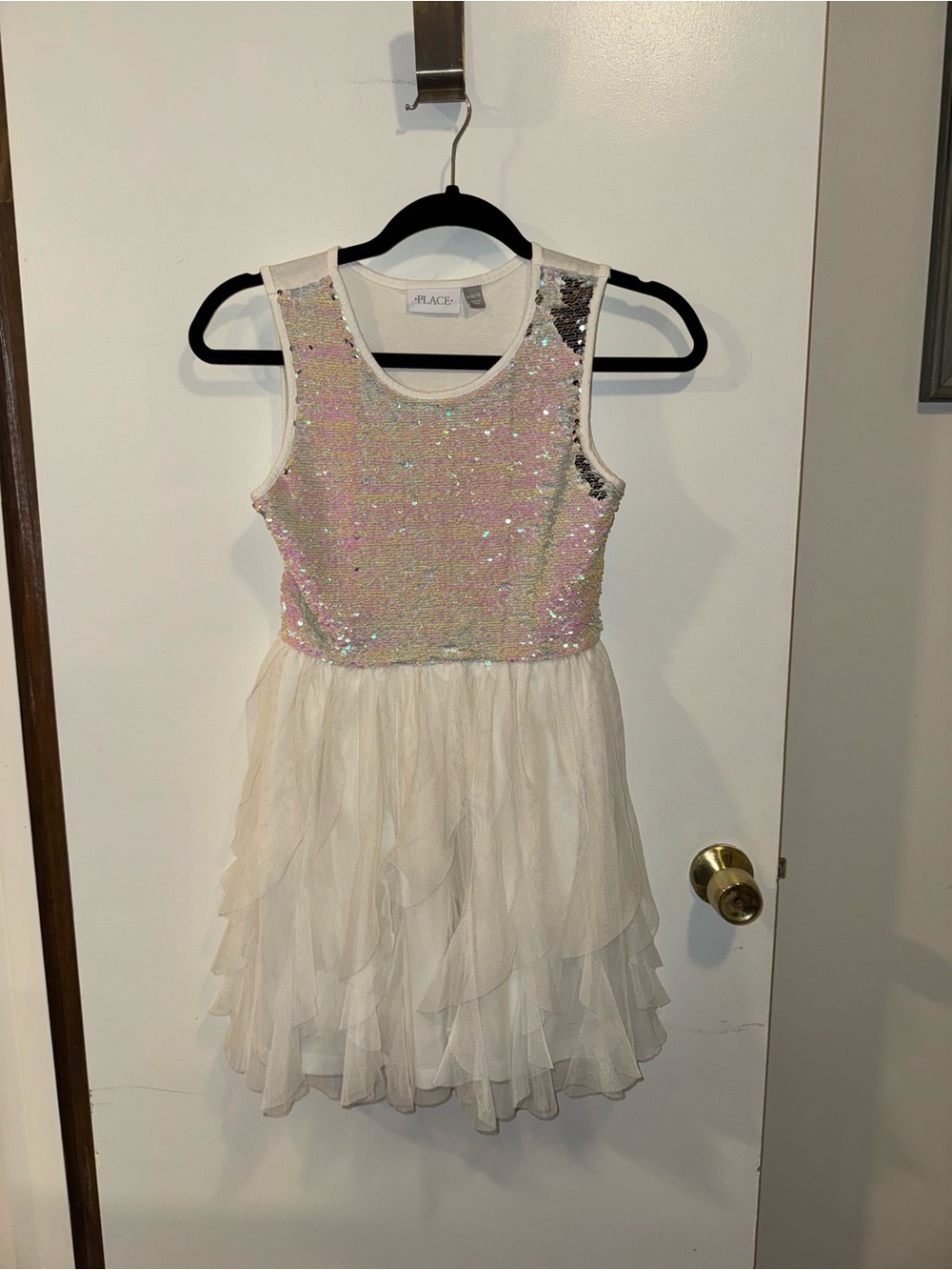 Children's Place Dress Bodice with Iridescent Flip Sequins Tulle Skirt Large
